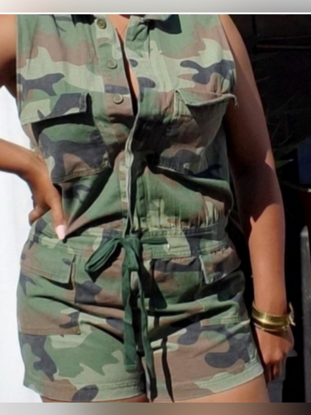 Signature8 Camouflage Army Fatigue Sleeveless Romper size M